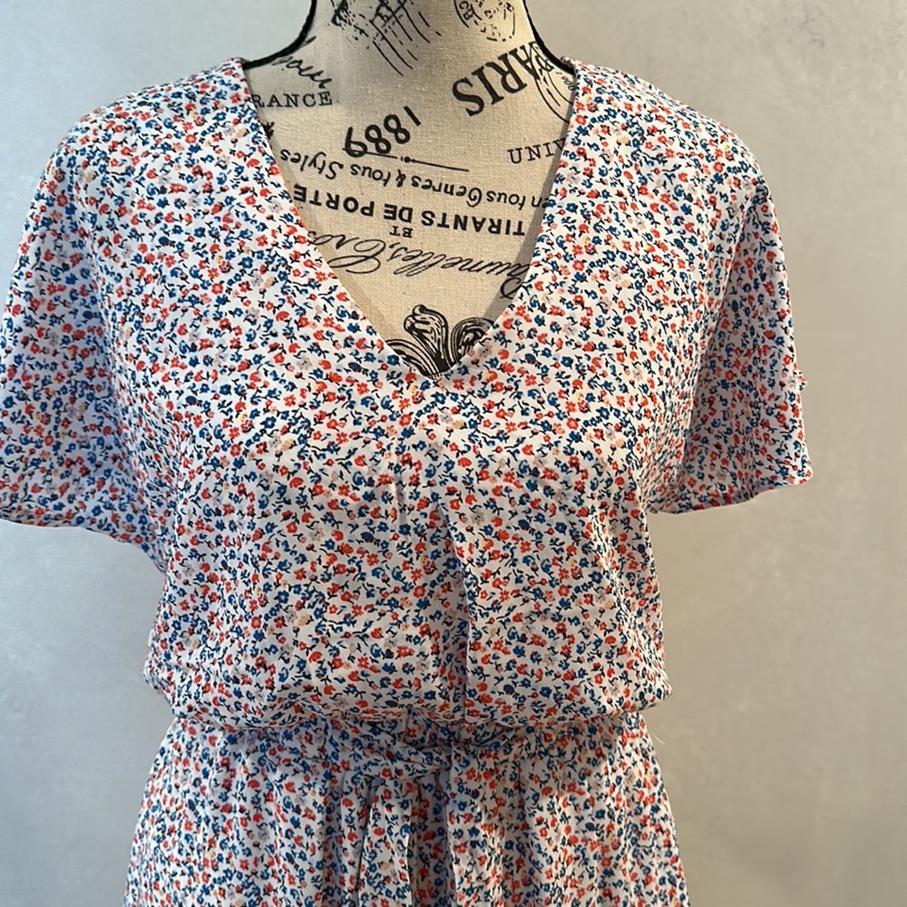 Midi White Floral Dress